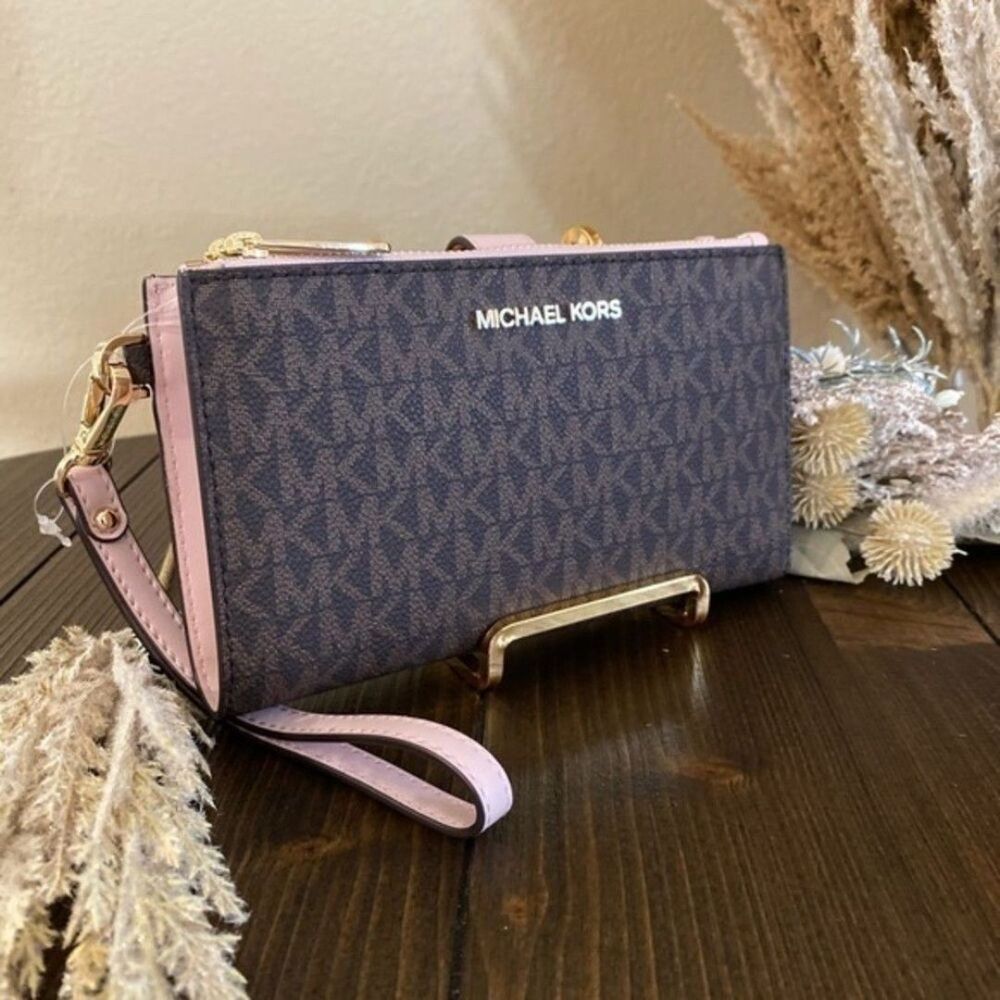 New Michael Kors large jet set double zipper wallet wristlet